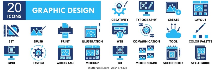 Graphic Design icon collection set. Containing design design, graphic, art, vector, illustration