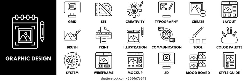 Graphic Design icon collection set. Containing design design, graphic, art, vector, illustration
