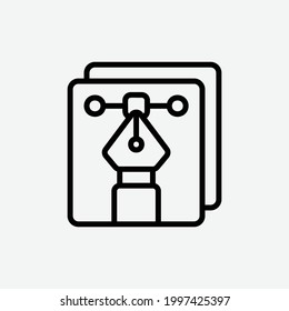  icono de diseño gráfico, icono de esquema de aprendizaje aislado en fondo gris claro, perfecto para sitio web, blog, logo, diseño gráfico, medios sociales, interfaz de usuario, aplicación móvil, ilustración EPS 10 vector