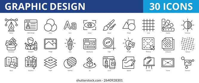 Graphic design icon pack collection set with web design, color, vision, shape, palette, contrast, designer, image, idea, wireframe, creative, artist, job, profile, layout, augmentation, book, combine