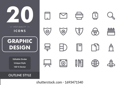 conjunto de iconos de diseño gráfico aislado en fondo blanco. para el diseño de su sitio web, logotipo, aplicación, UI. Ilustración gráfica vectorial y trazo editable. EPS 10.