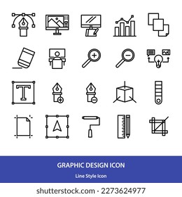 Graphic design icon pack in outline style vector design