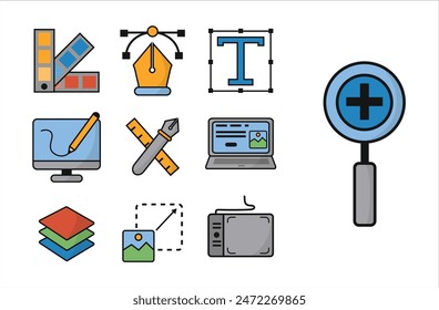 Graphic Design Icon Set Collection