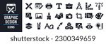 Graphic Design icon set. Containing web design, draw, illustration, portfolio, website, creativity, art, painting, print and more. Solid icons template vector collection.