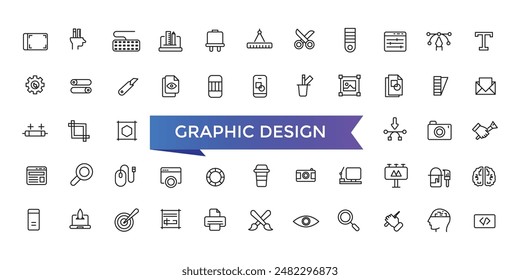 conjunto de iconos de Diseño gráfico con colección de trazo editable para Web e interfaz de usuario. Paquete de iconos de línea. Ilustración vectorial.