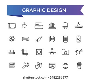Graphic Design icon set with editable stroke collection for web and ui. Line icons pack. Vector illustration.