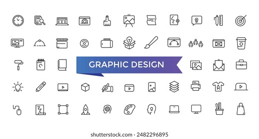 Graphic Design icon set with editable stroke collection for web and ui. Line icons pack. Vector illustration.