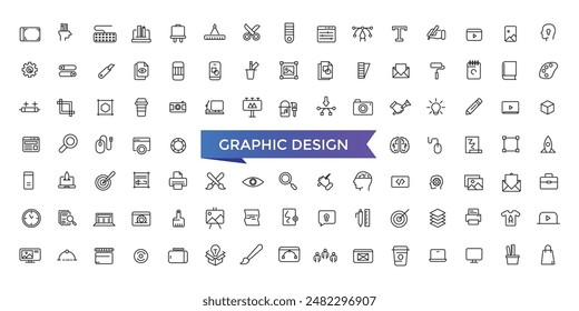 Graphic Design icon set with editable stroke collection for web and ui. Line icons pack. Vector illustration.