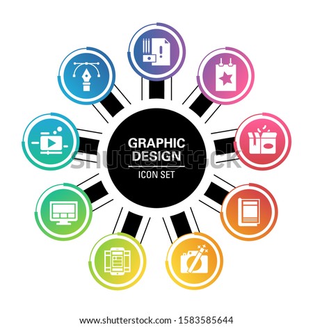 
Graphic design Icon set with gradient colors in a chromatic infographic