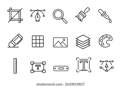 Graphic design icon set line art 