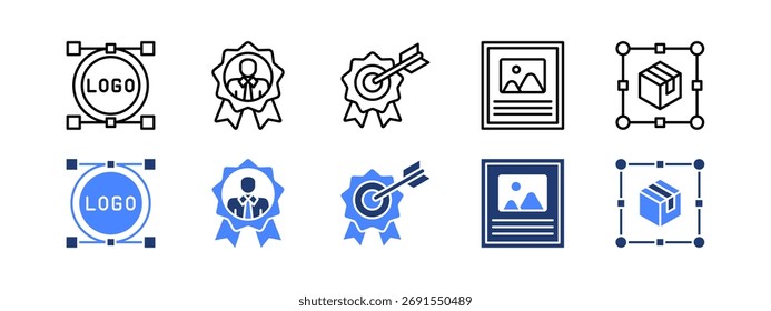 Graphic design icon set with Logo design,Brand identity,Branding,Poster design,Packaging design.