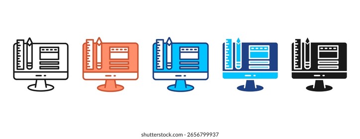 Conjunto de iconos de Diseño gráfico Colección de estilo múltiple