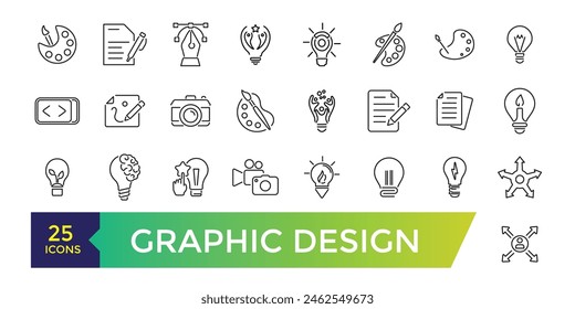 Conjunto de iconos de Diseño gráfico. COLECCIÓN y Ilustración vectorial de iconos de IU.