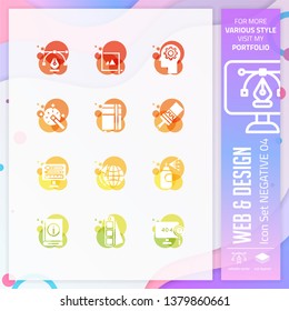 Graphic Design icon set vector with negative on colorful concept. Web & Design icon for website element, app, UI, infographic, print template and presentation.