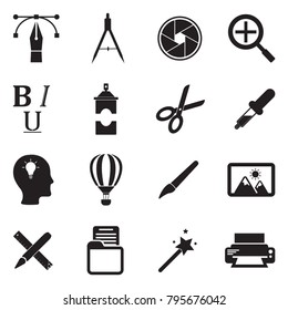 Graphic Design Icons. Black Flat Design. Vector Illustration. 