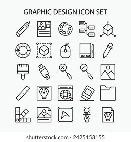 Graphic design icons collection. Designer, drawing, paint, artwork, creativity icons set. vector illustration