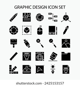 Colección de iconos de diseño gráfico. Diseñador, dibujo, pintura, ilustración, conjunto de iconos de creatividad. ilustración vectorial