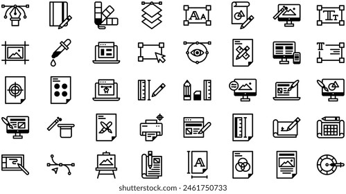 Graphic Design Icons collection is a vector illustration with editable stroke.