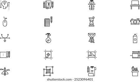 Ícones de design gráfico Coleção de ícones vetoriais de alta qualidade com traço editável. Ideal para projetos profissionais e criativos.