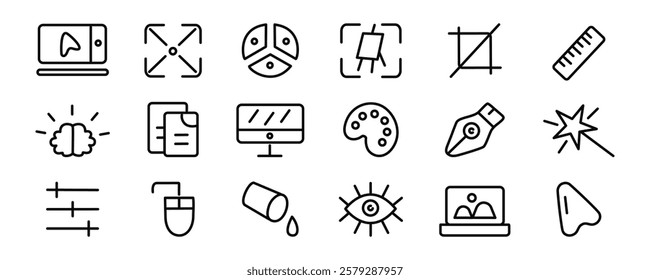 Graphic design icons set. Art and design line icon. Vector.