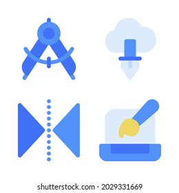 Graphic design icons set  drawing compass, cloud, flip, laptop. Perfect for website mobile app, app icons, presentation, illustration and any other projects.