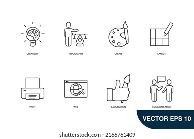 Grafikdesign-Symbole setzen . Bilddesign-Paket-Symbol-Vektorelemente für Infografik-Web