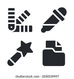 Graphic design icons set = palette, color picker, magic wand, folder . Perfect for website mobile app, app icons, presentation, illustration and any other projects.