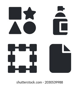 Graphic design icons set = shape, spray, grid, file document . Perfect for website mobile app, app icons, presentation, illustration and any other projects.