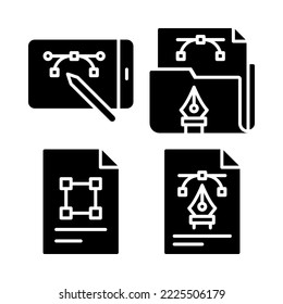 Graphic Design Icons Set = tablet pen tool, folder, vector file, document. Perfect for website mobile app, app icons, presentation, illustration and any other projects