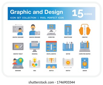 Graphic And Design Icons Set. UI Pixel Perfect Well-crafted Vector Thin Line Icons. The illustrations are a vector.
