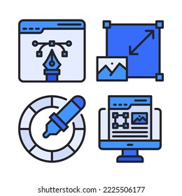 Graphic Design Icons Set = web design, scalability, color palette, ui designer. Perfect for website mobile app, app icons, presentation, illustration and any other projects