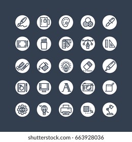 Graphic design icons - tools, office stationery, creative line icons. Vector illustration