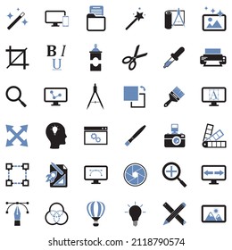Graphic Design Icons. Two Tone Flat Design. Vector Illustration.