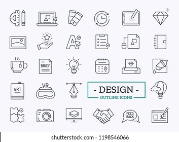 Iconos de diseño gráfico. Símbolos de línea delgada vectorial para Web