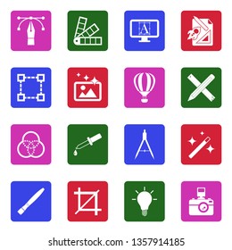 Graphic Design Icons. White Flat Design In Square. Vector Illustration.