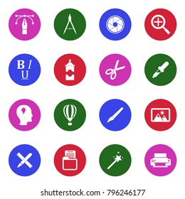 Graphic Design Icons. White Flat Design In Circle. Vector Illustration. 