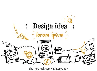 graphic design idea development concept sketch doodle horizontal copy space