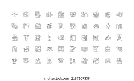Ideas de diseño gráfico, iconos lineales, conjunto de señales de línea, colección vectorial