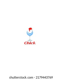 graphic design illustration of chicken and drinking glasses is good for a restaurant logo