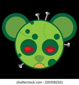 ilustración de diseño gráfico de una linda cabeza panda zombie. puede usarse para productos o para contenido en Halloween.