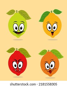 graphic design illustration of a few faces on a cute lemon