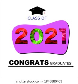 graphic design illustration of graduation 2021, for graduating school students