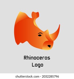 Graphic design illustration of a simple and elegant one-horned rhinoceros head logo template with orange gradient. Suitable for company logos, animals and captivity. animal logo
