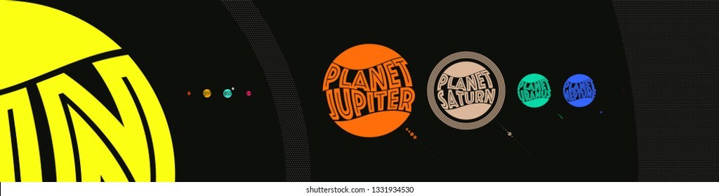 graphic design illustration of the solar system pop colors