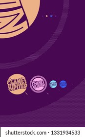 graphic design illustration of the solar system in retro colors