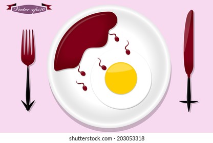 graphic design illustration vector concept of sperm finding egg on dish