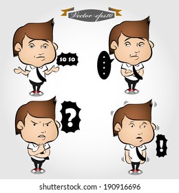 graphic design illustration vector of cute business man cartoon character emotion set
