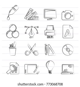 Graphic Design Industry Icons - Vector Icon Set
