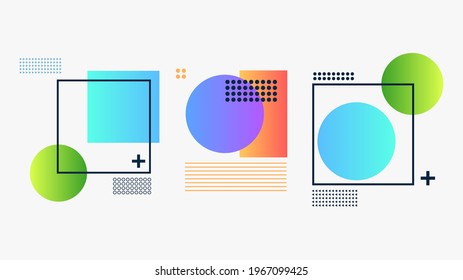 Etiquetas de diseño gráfico de estilo geométrico y coloridas, aisladas en fondo blanco, Ilustración vectorial EPS 10