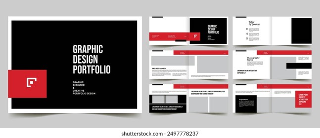 graphic design landscape portfolio design template, design collection portfolio proposal layout design.	